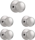 Brushed Nickel Privacy Door Locksets, Stainless Steel Keyless Door Knobs, 5 Pack N205