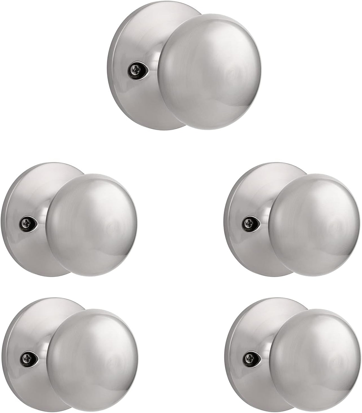 Brushed Nickel Privacy Door Locksets, Stainless Steel Keyless Door Knobs, 5 Pack N205