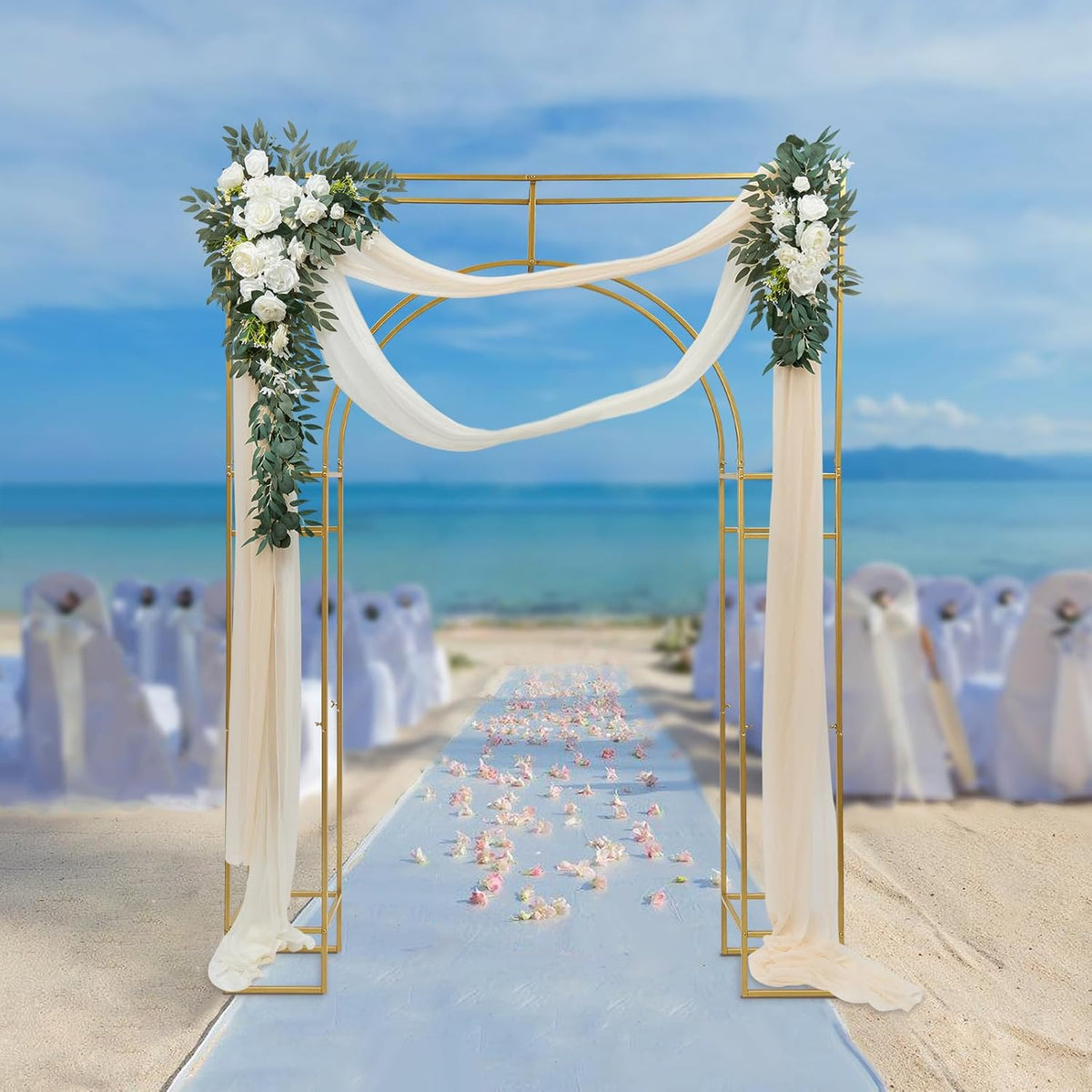 Gold Metal Arch Backdrop Stand, 7.87x5.91 FT B2021