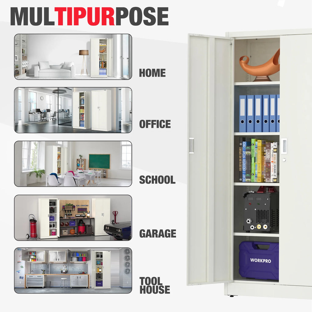 Metal Garage Storage Cabinet White X4284