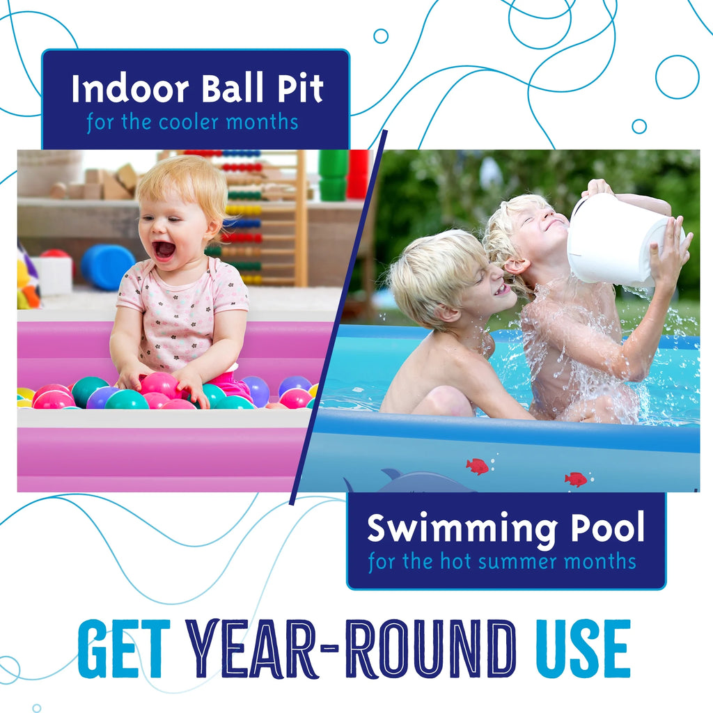 Inflatable Swimming Pool with Built-in Air Pump, Blue Large I12940