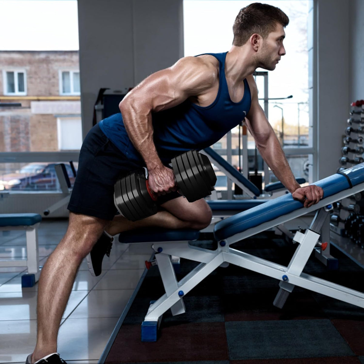 55LB Adjustable Dumbbell Set with Anti-Slip Handle J373830