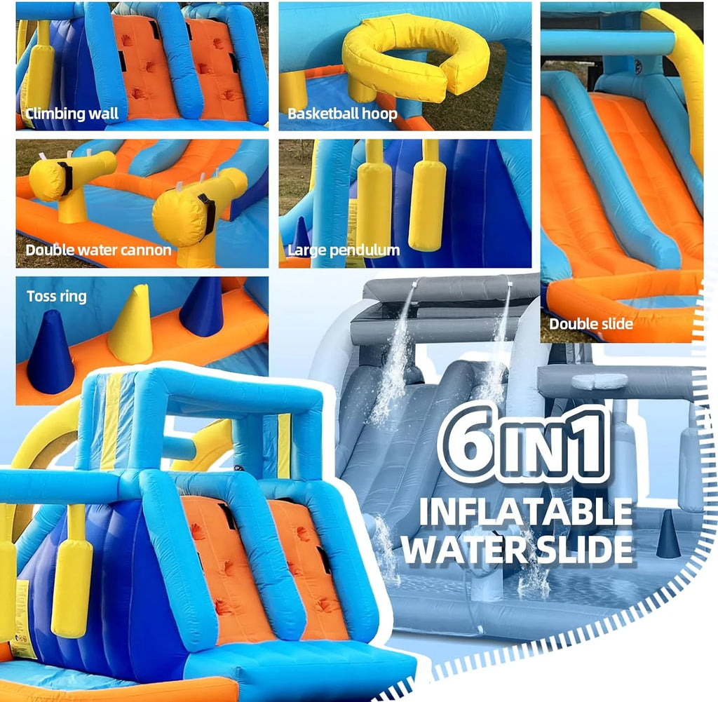6 in 1 Inflatable Water Slide Bounce House with Air Blower I706