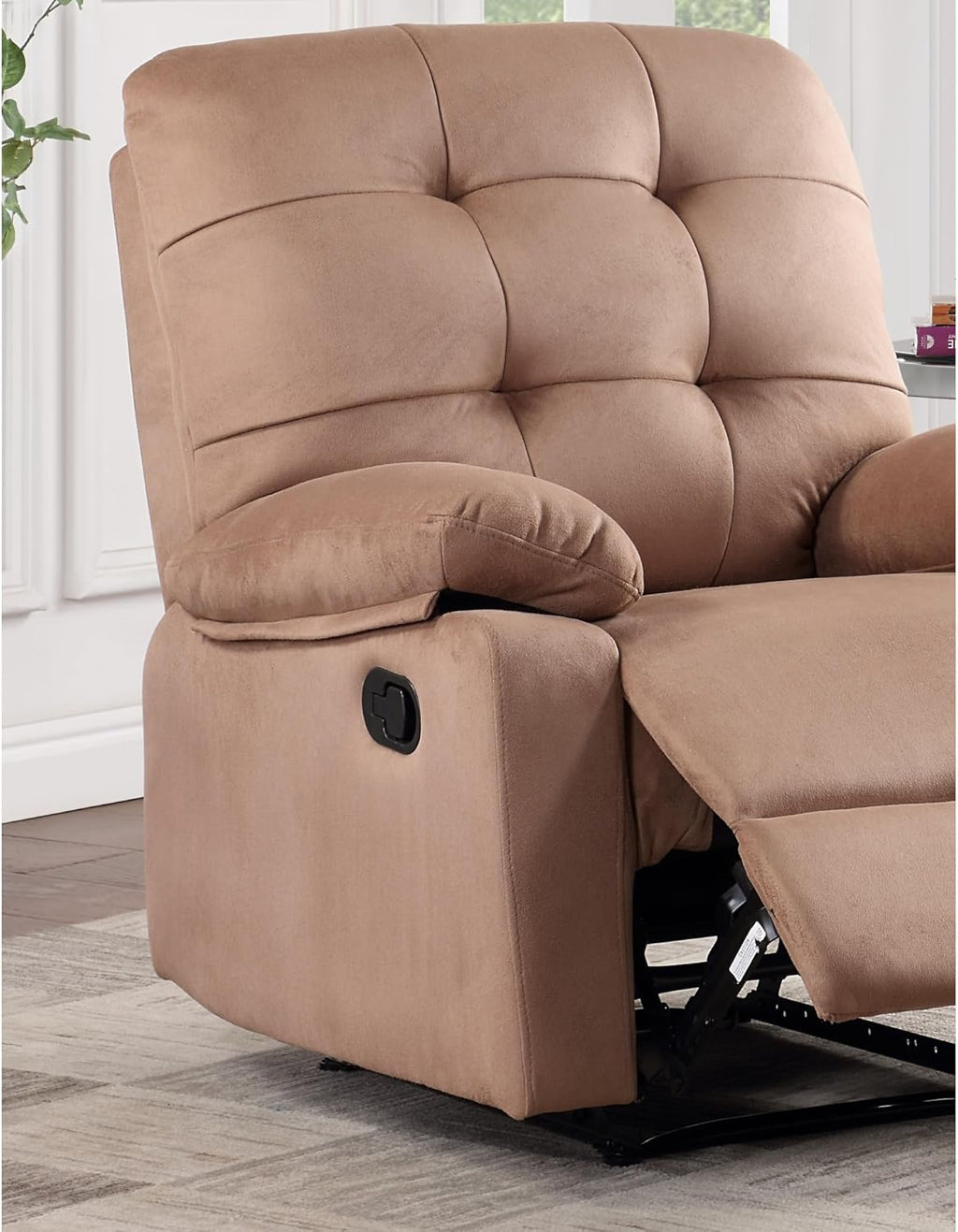 Peat Color Plush Microfiber Motion Recliner Chair E766695