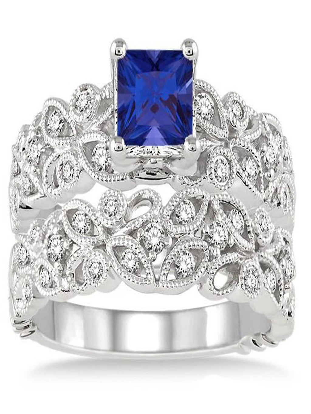 10K White Gold Sapphire And Diamond Bridal Set G269