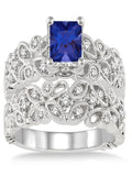 10K White Gold Sapphire And Diamond Bridal Set G269