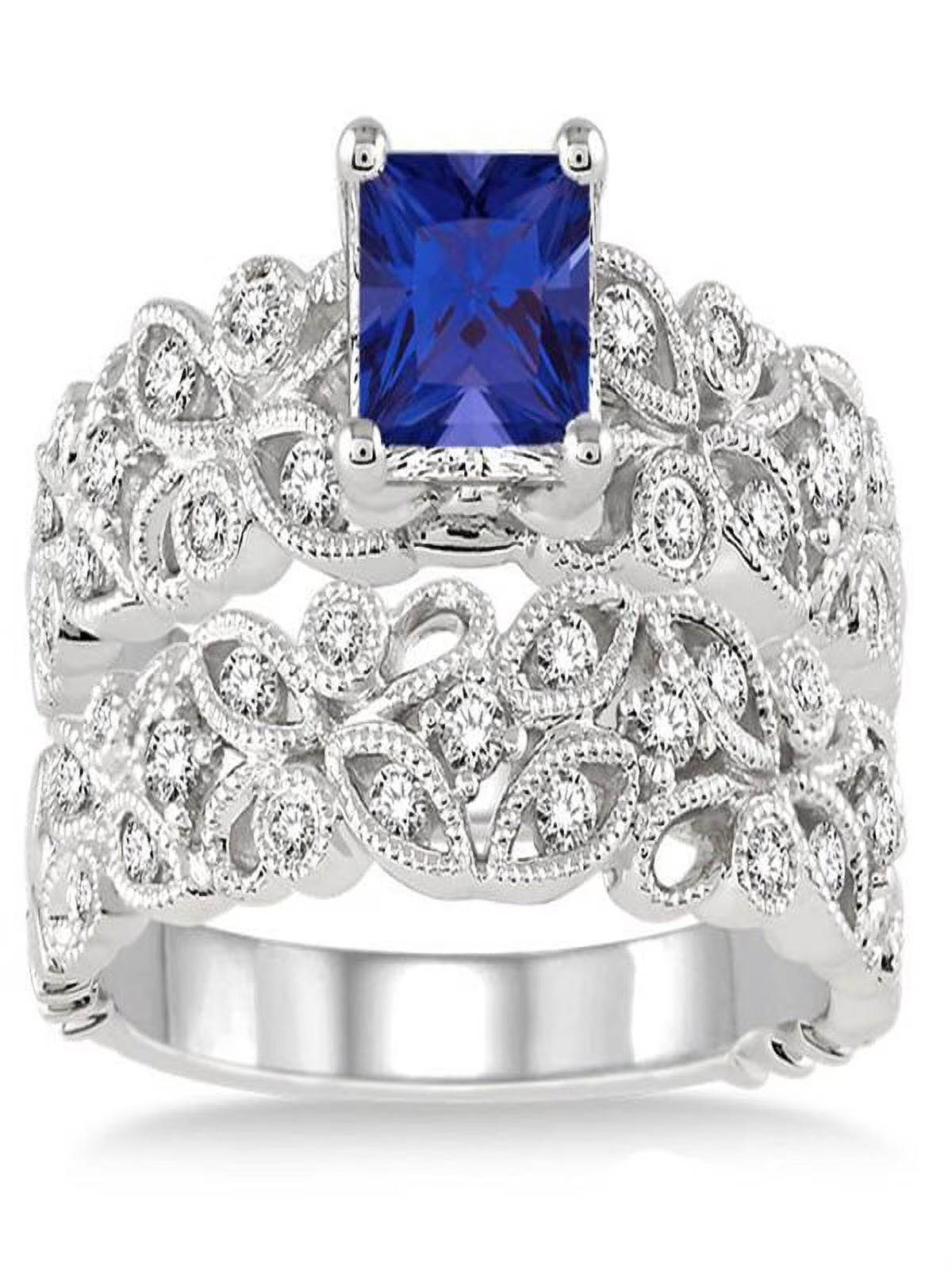 10K White Gold Sapphire And Diamond Bridal Set G269