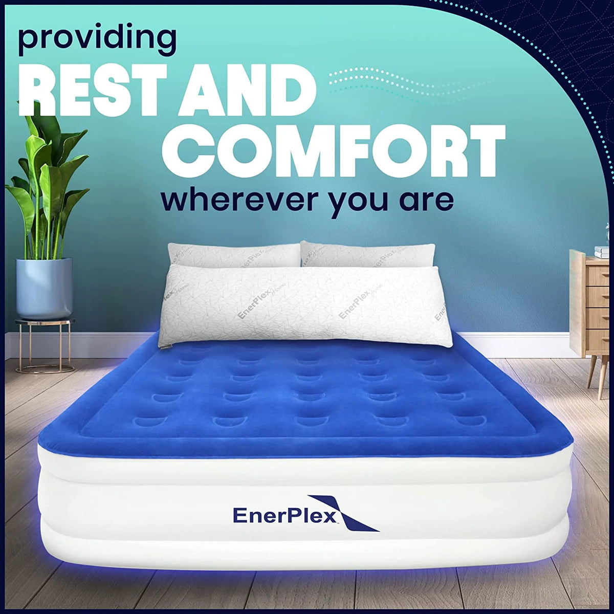 Queen 13 Inch Double Height Air Mattress with Built-in Pump O84029