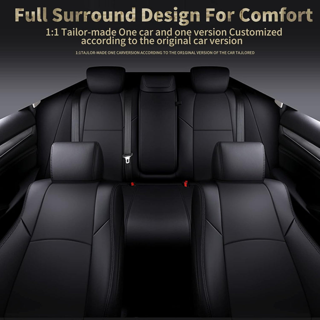 Faux Leather Car Seat Covers Full Set with Solid Folding Backrest M629938