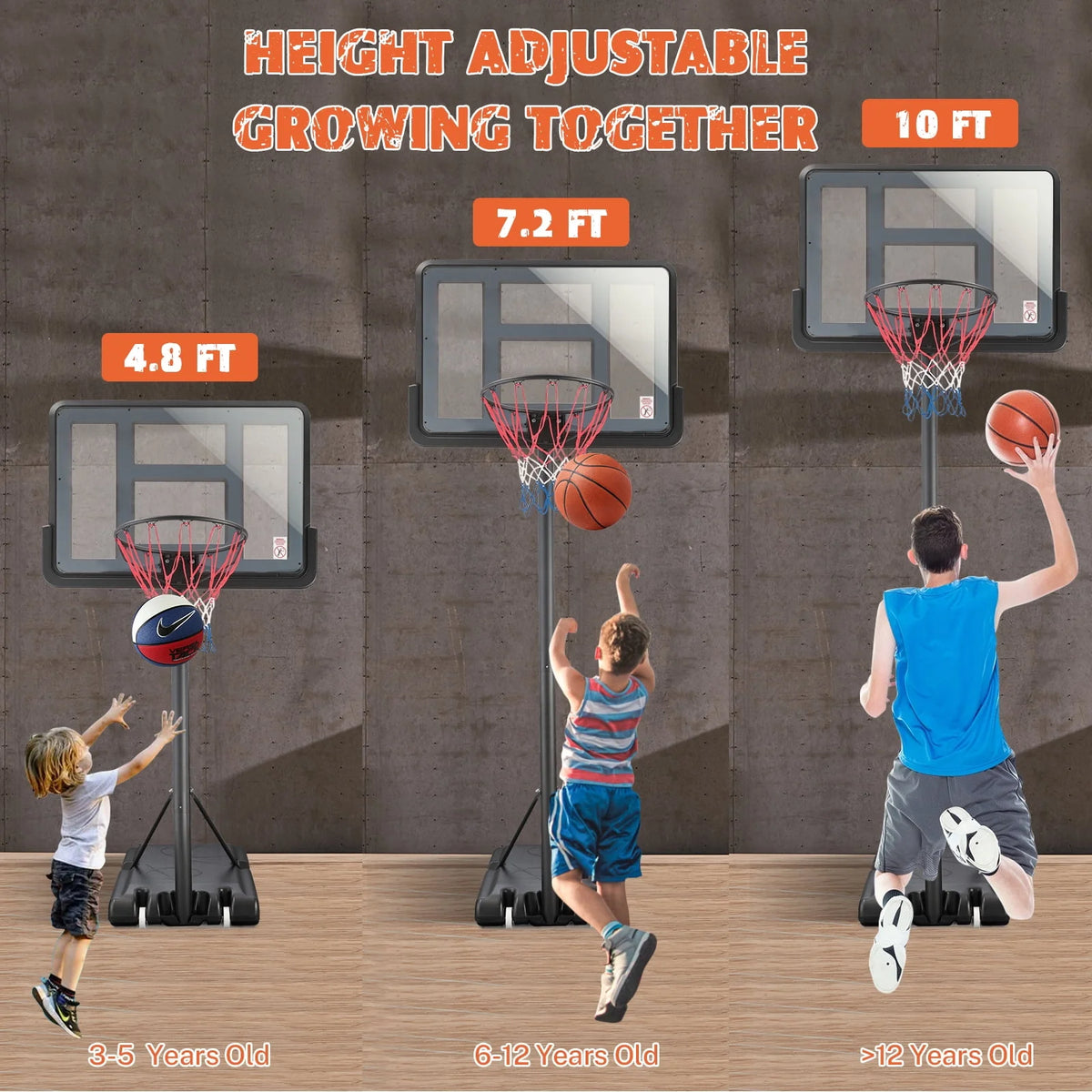44 inch Height Adjustable Portable Basketball Hoop R386