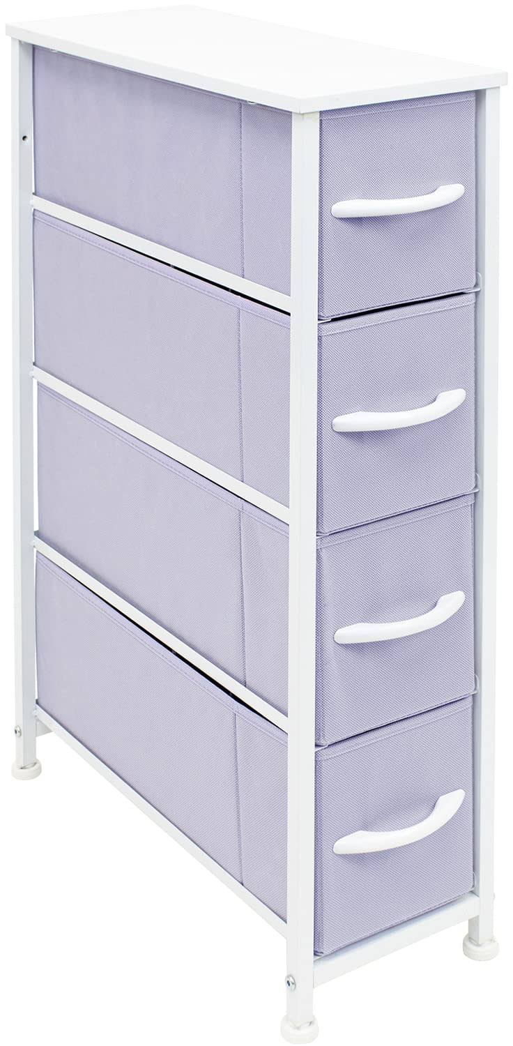 Purple White 4 Drawer Fabric Dresser Q717