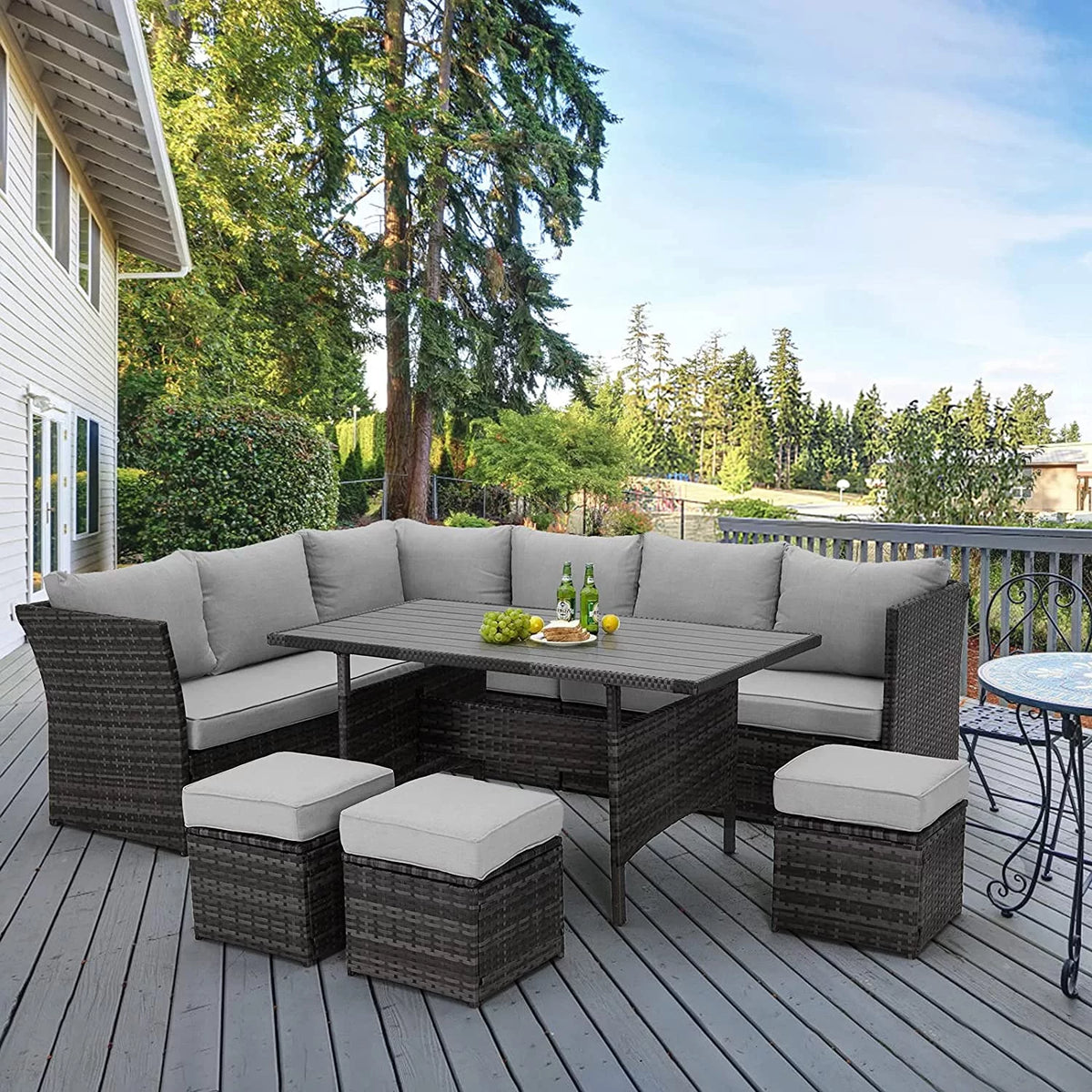7 Piece Rattan Wicker Patio Conversation Set K377655