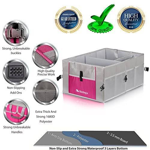 Car Trunk Organizer, Foldable Storage Cargo Box with Nonslip Waterproof Bottom B10906