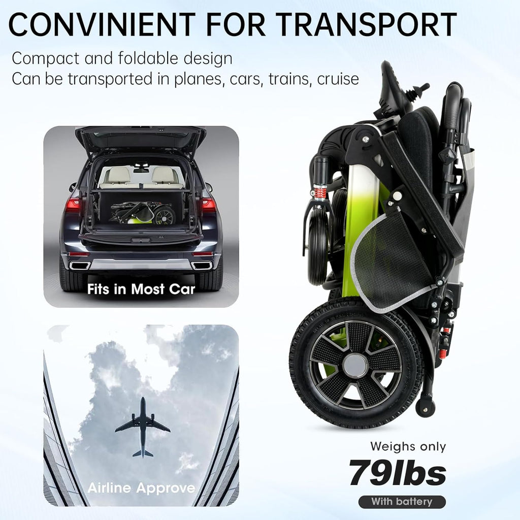 500W Reclining Electric Wheelchair, 21 Miles Travel Range, Foldable All Terrain Motorized Wheelchair W385
