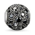 Black Crushed Pave Bead K7450