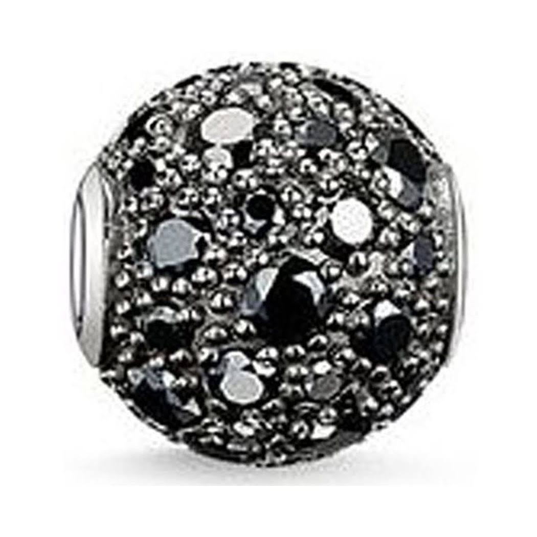 Black Crushed Pave Bead K7450
