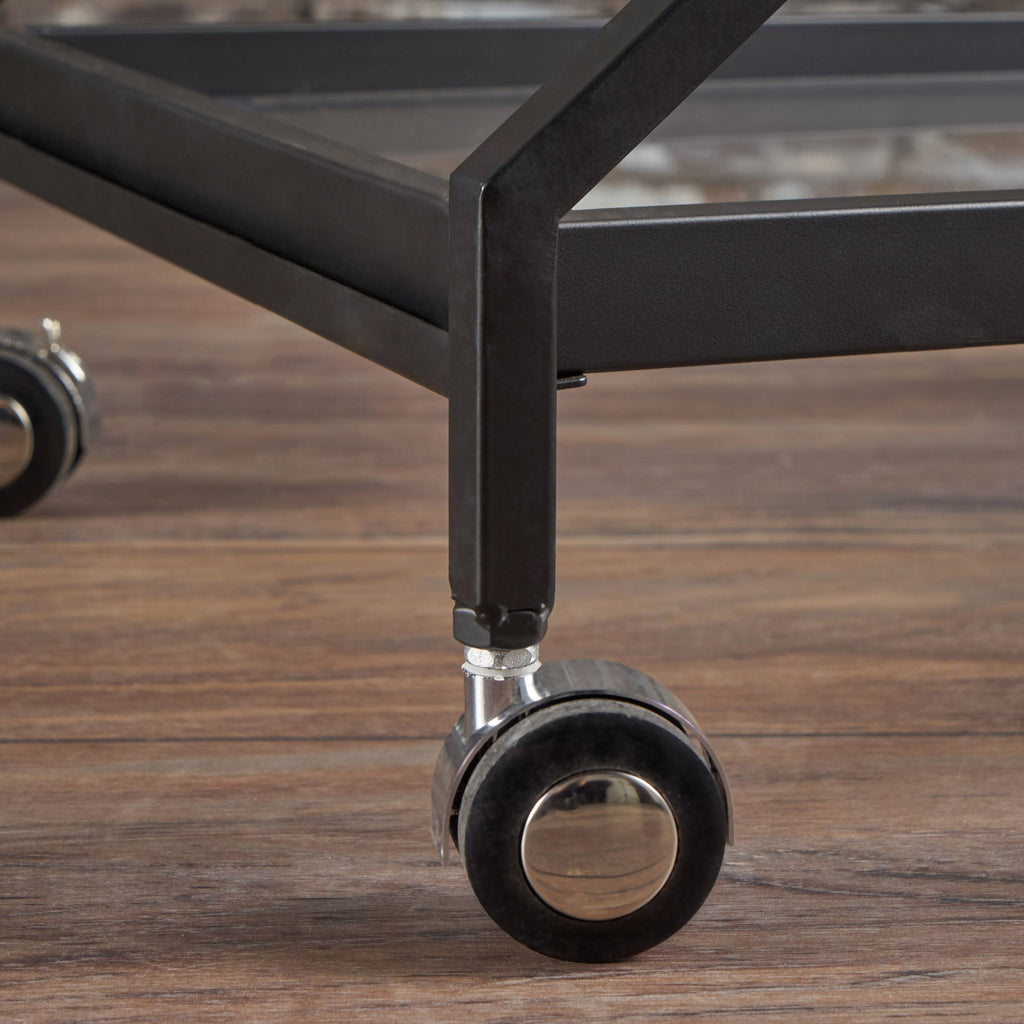 Black Tempered Glass Iron Bar Cart P996232