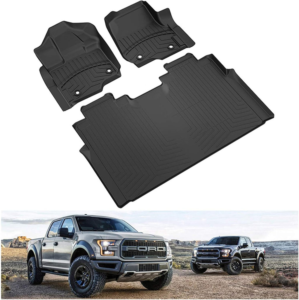 2015-2021 Ford F-150 SuperCrew Cab All Weather TPE Floor Mats Black D77685