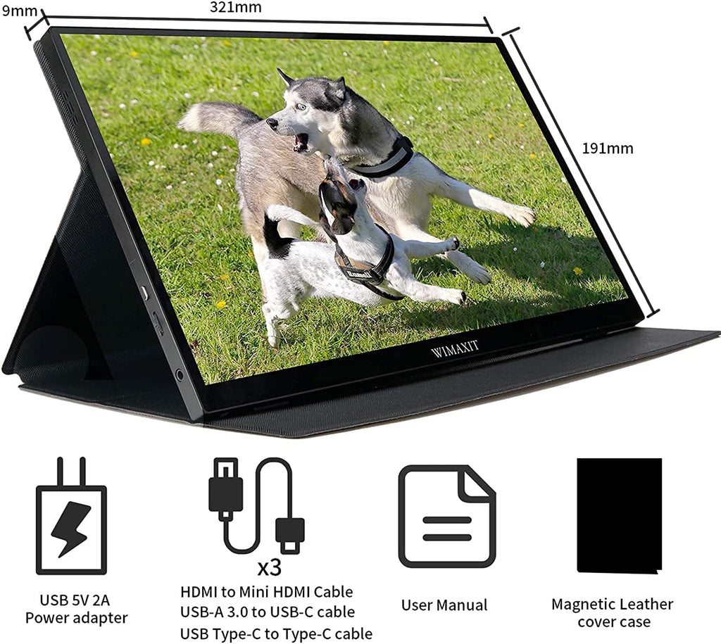 14inch Portable Touch Monitor 1920x1080 FHD External Display with Mini HDMI Input/USB-C Port/3.5mm Audio Out/Cover Stand B677