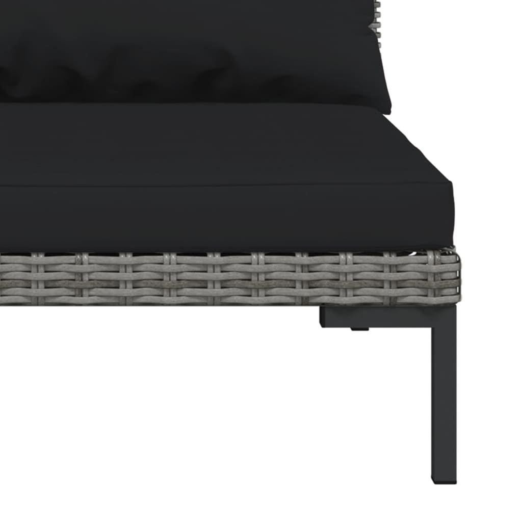 3 Piece Poly Rattan Dark Gray Sectional Sofa Set with Cushions K222