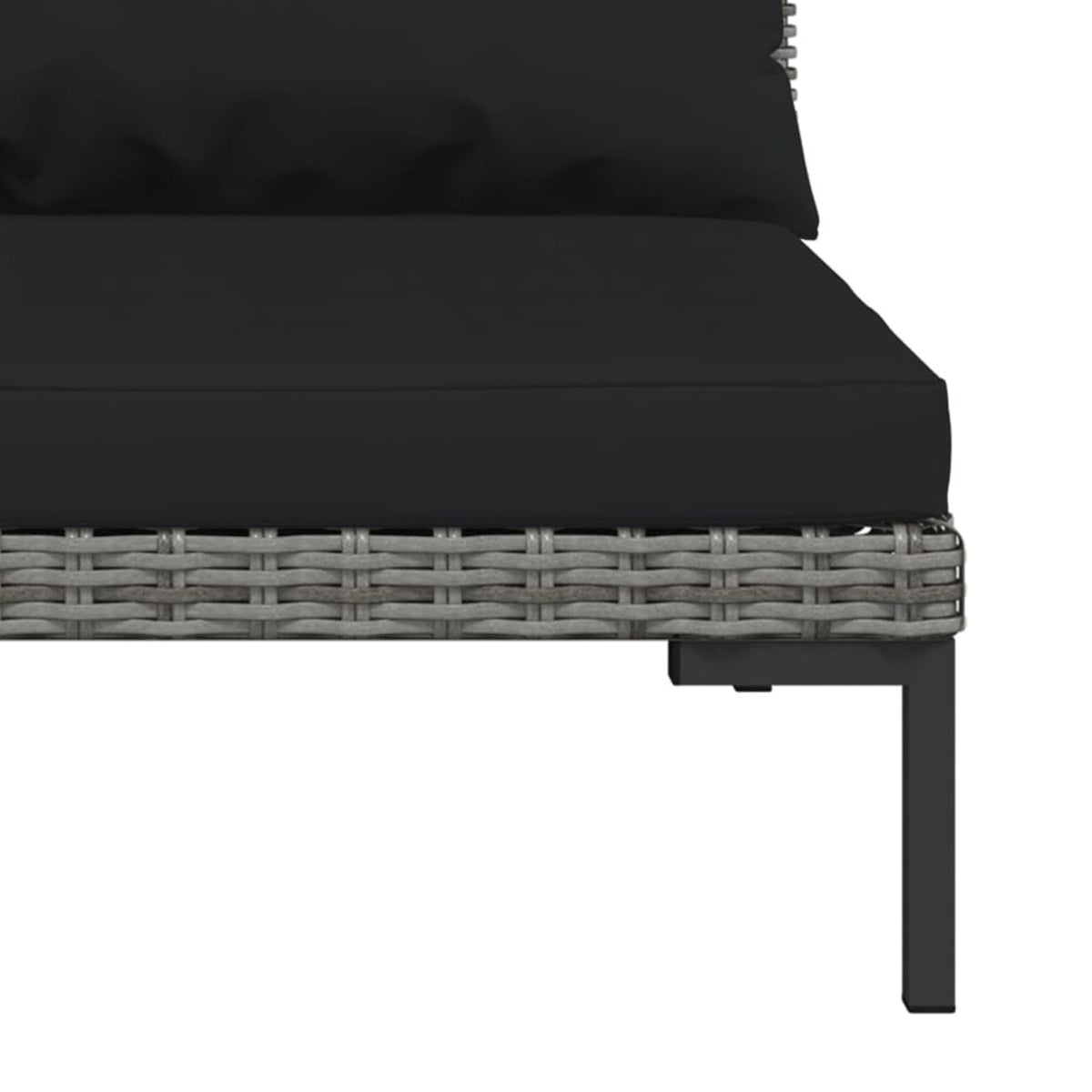 3 Piece Poly Rattan Dark Gray Sectional Sofa Set with Cushions K222