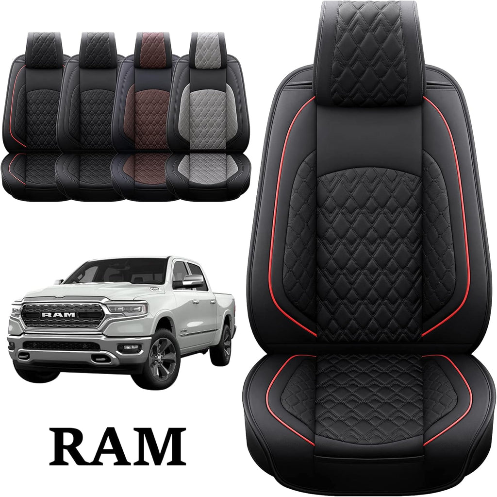 Black 2 Pcs Waterproof Synthetic Leather Car Seat Covers M650956