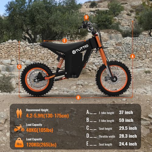 Electric Dirt Bike 2000W, 37MPH Speed, 14"/12" Fat Tires Electric Motorcycle, 48V 21AH Battery A93122