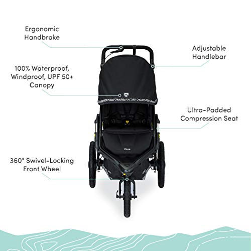 Black Jogging Stroller with Snack Tray and Handlebar Console U5529
