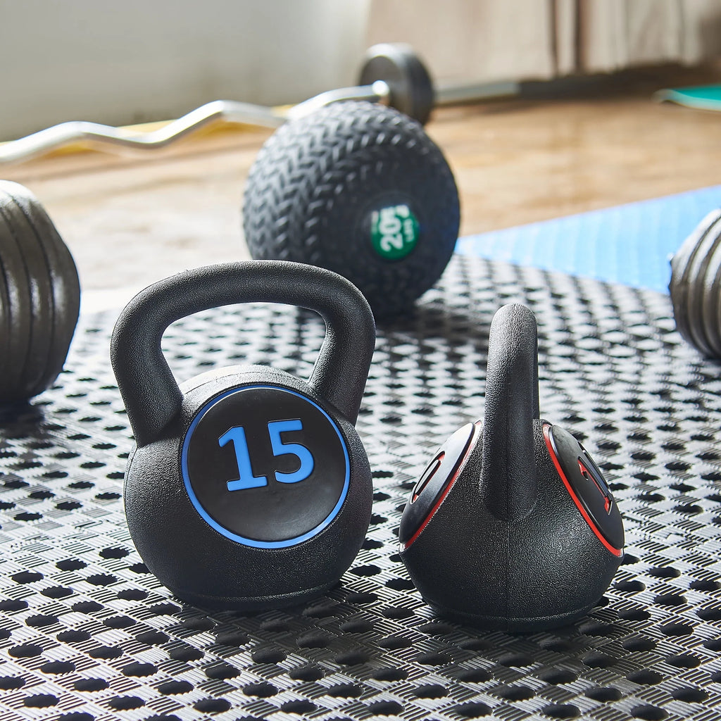 Wide Grip Kettlebell Set, 5lb, 10lb, and 15lb J167028