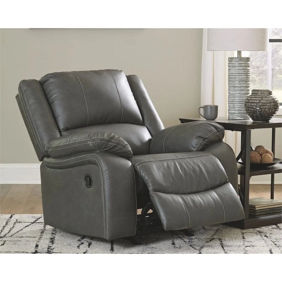 Gray Faux Leather Rocker Recliner Z2531