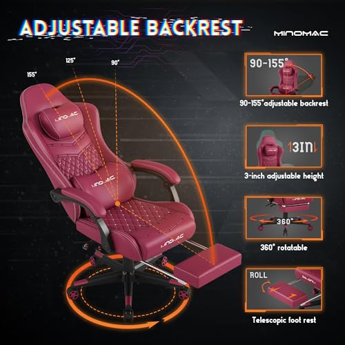 Black Ergonomic Gaming Chair with Footrest K7627