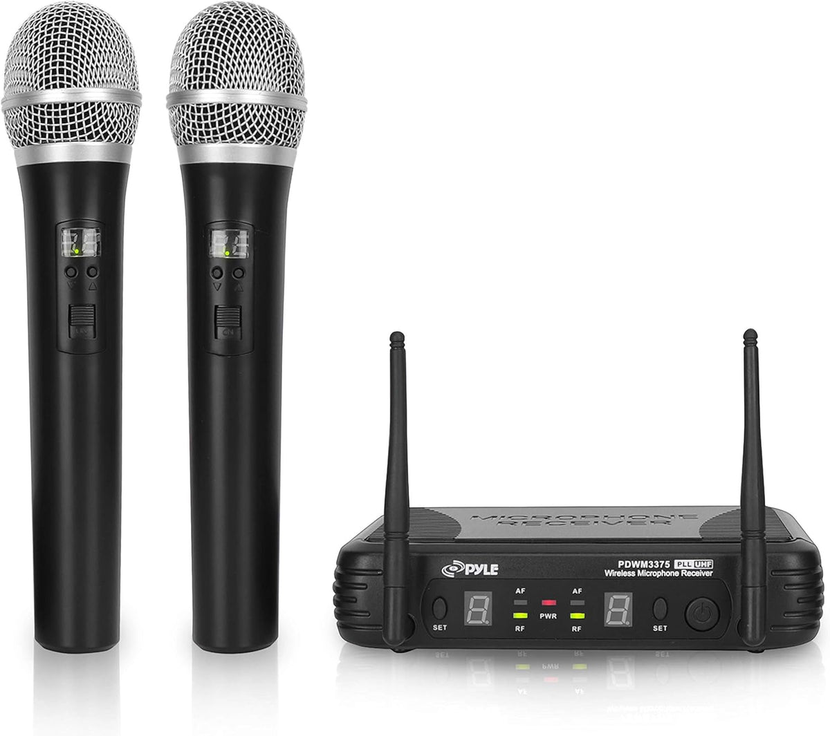 Dual UHF Band Wireless Handheld Microphone System with 2 Mics N554527