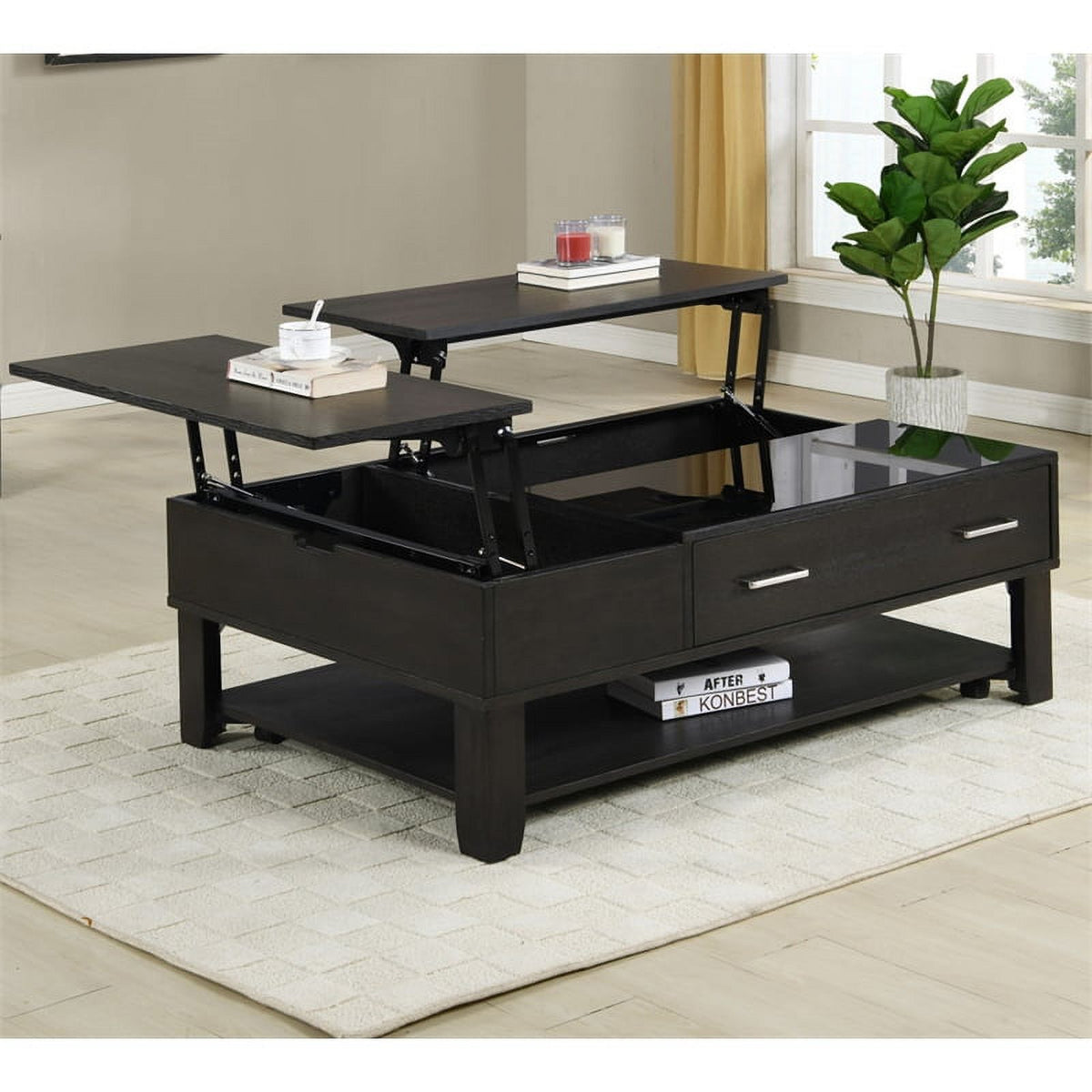 2-Piece Set with Reversible Sleeper Sofa and Coffee Table in Gray J811