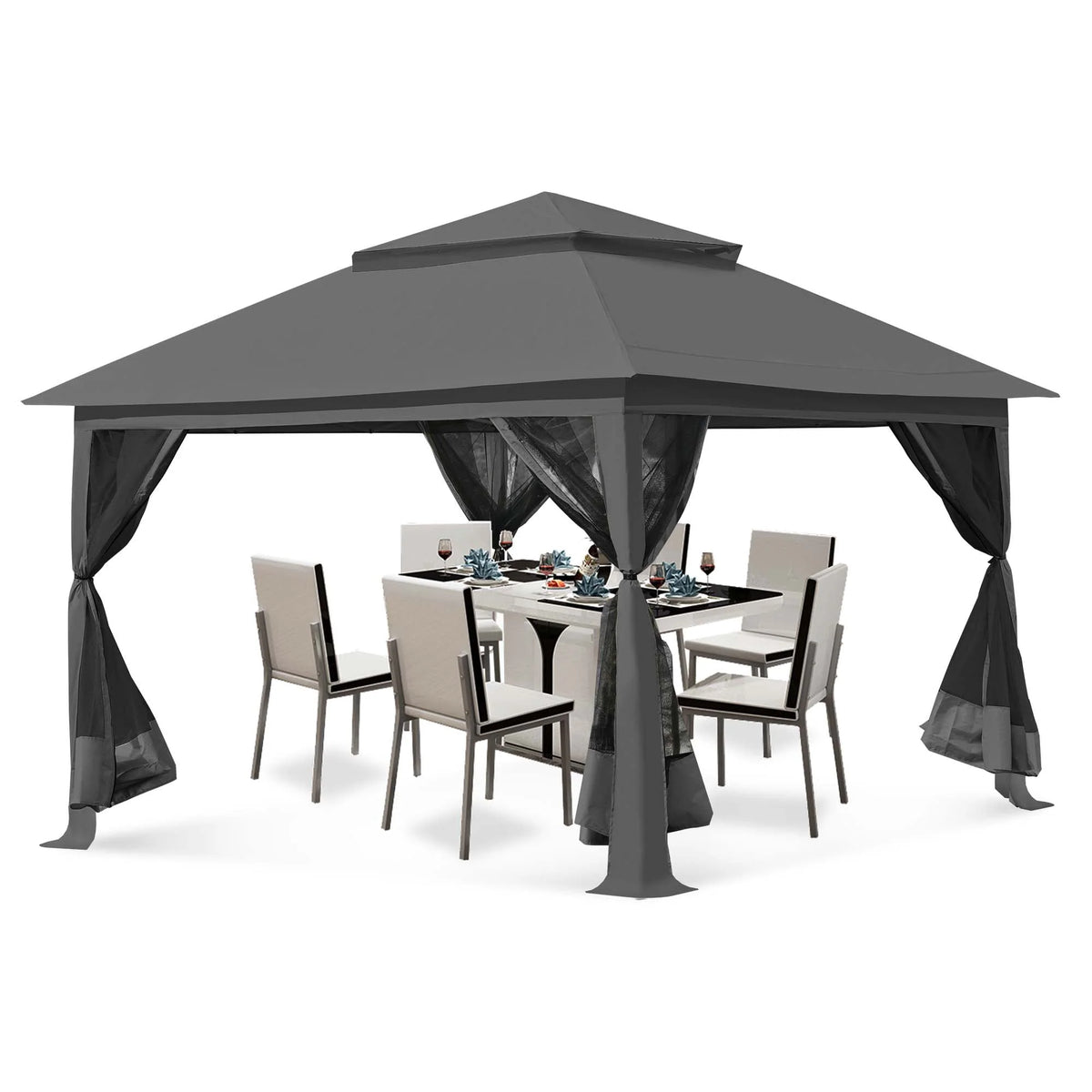 13 x 13 ft Pop up Gazebo Canopy Shelter with Mosquito Netting X678227