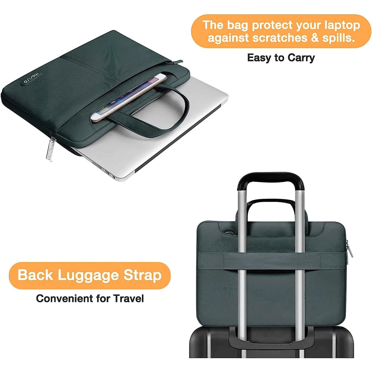 Midnight Green Plastic Hard Shell MacBook Air 13 inch Case with Shoulder Bag, Keyboard Cover, Screen Protector, Pouch E11341