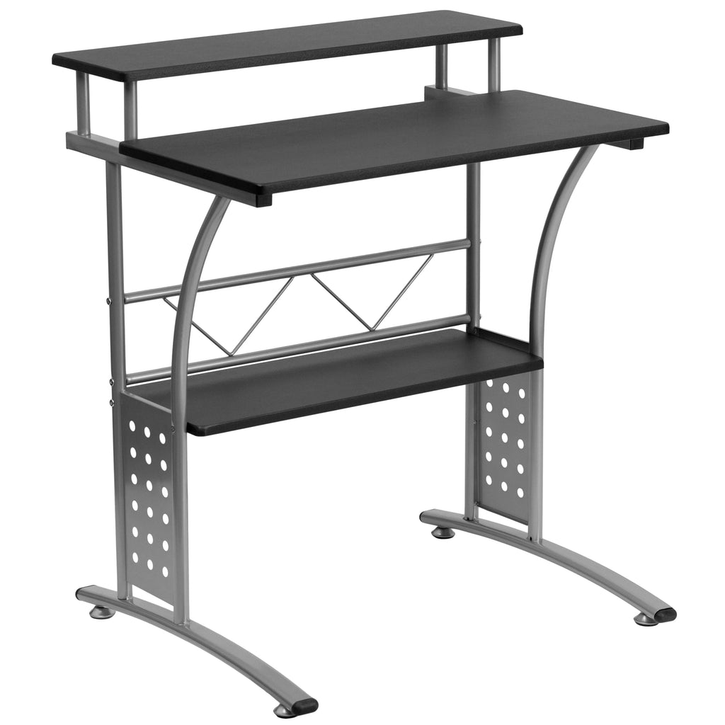 Black Computer Desk, Ergonomic Mesh Office Chair and Locking Mobile Filing Cabinet V88916