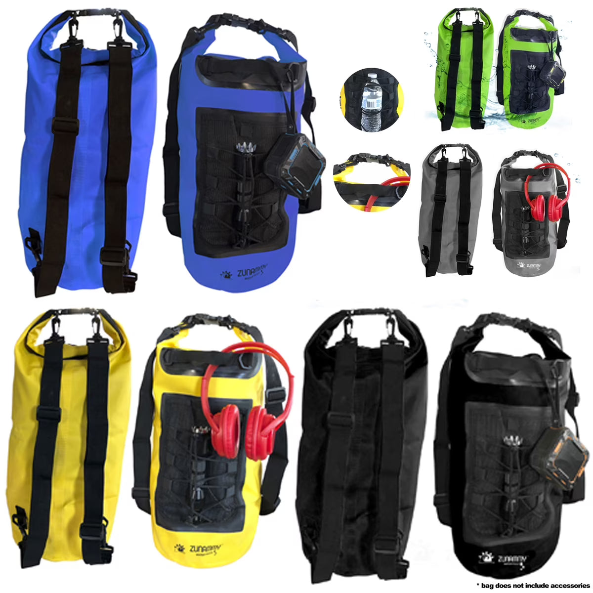 10L Waterproof Dry Bag With Mesh Pocket And Handle - Black X2815