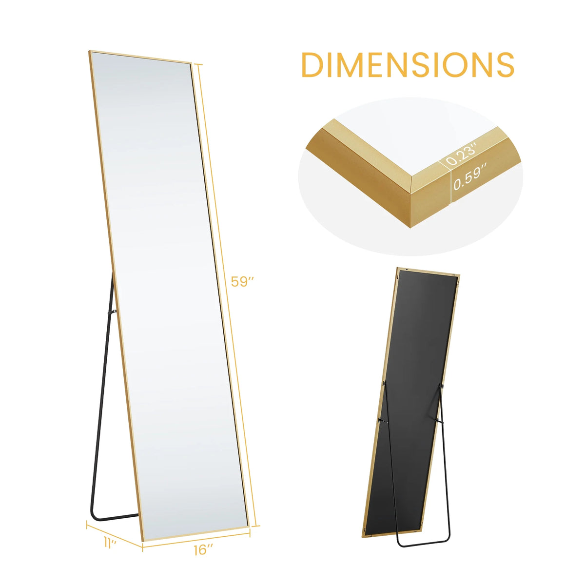 59"x16" Rectangle Full Length Mirror T40654