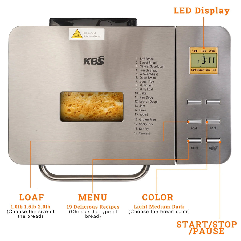 2LB Automatic Stainless Steel Bread Maker T32746