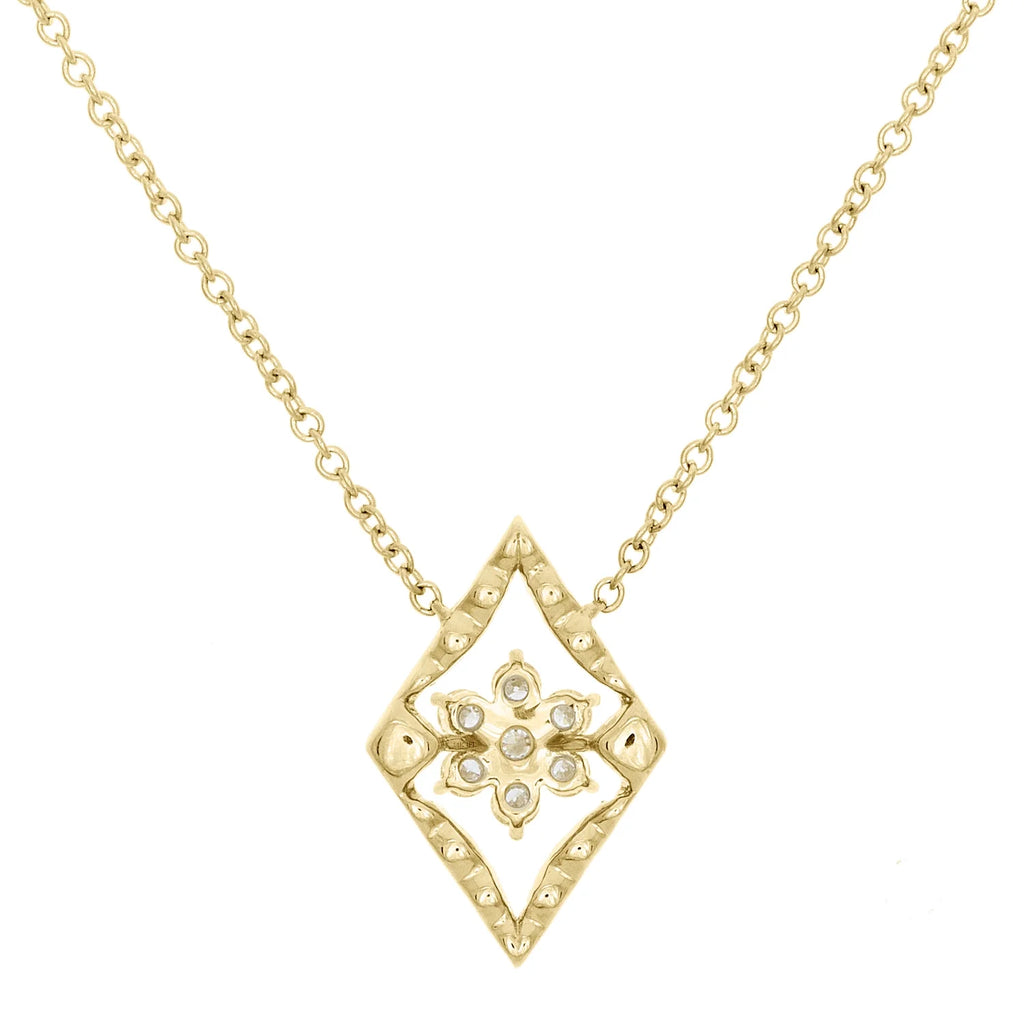14K Yellow Gold Diamond Geometric Cluster Necklace 18" J2456