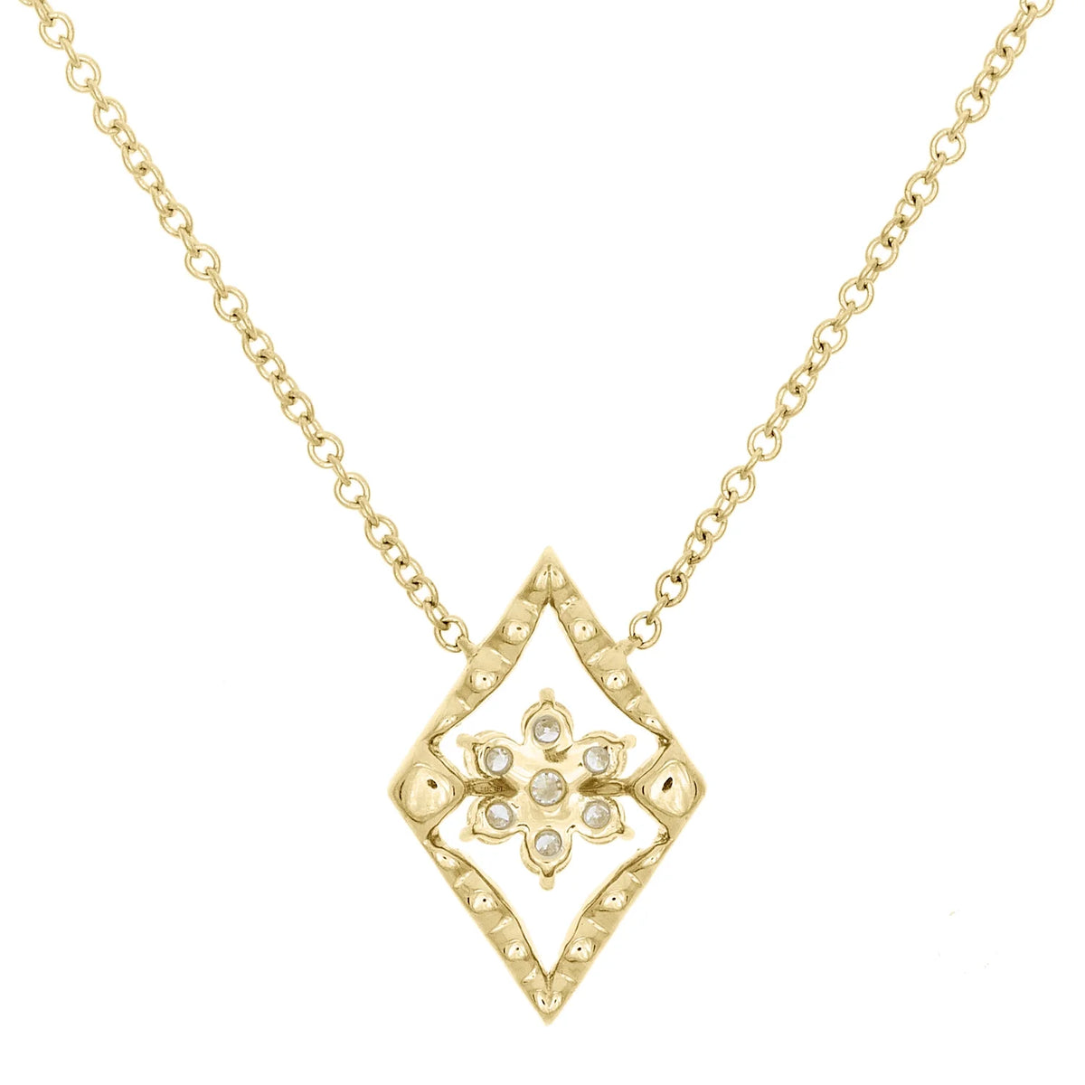 14K Yellow Gold Diamond Geometric Cluster Necklace 18" J2456