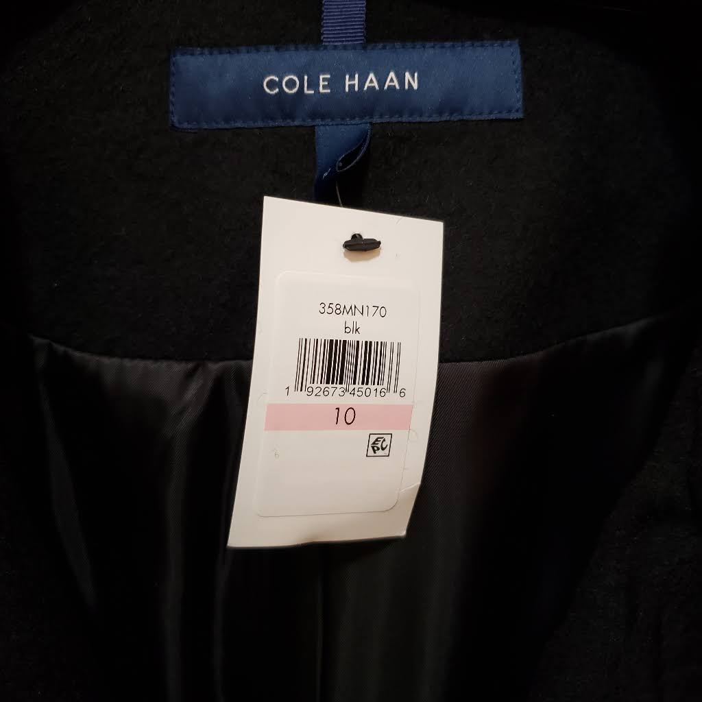 Wool Blend Zip Hooded Coat Black 10 P451