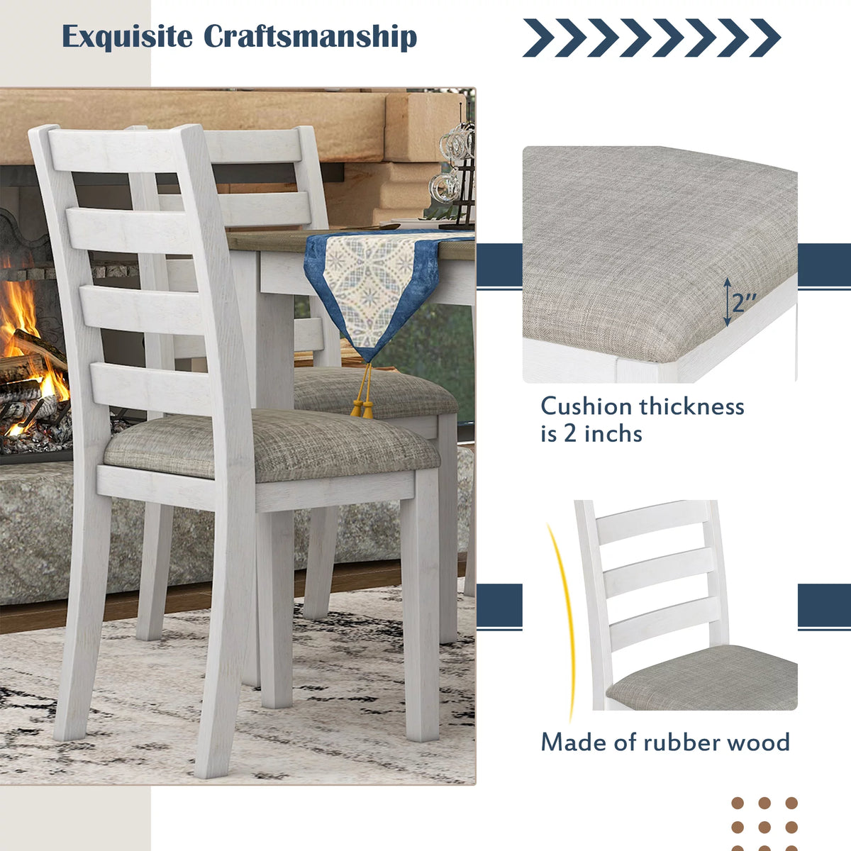 6-Piece Dining Table Set with 4 Upholstered Chairs and Bench B29690