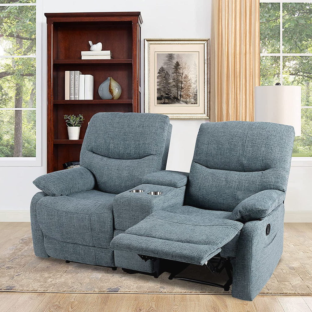Fabric Reclining Sofa with Console and Cup Holders A357700