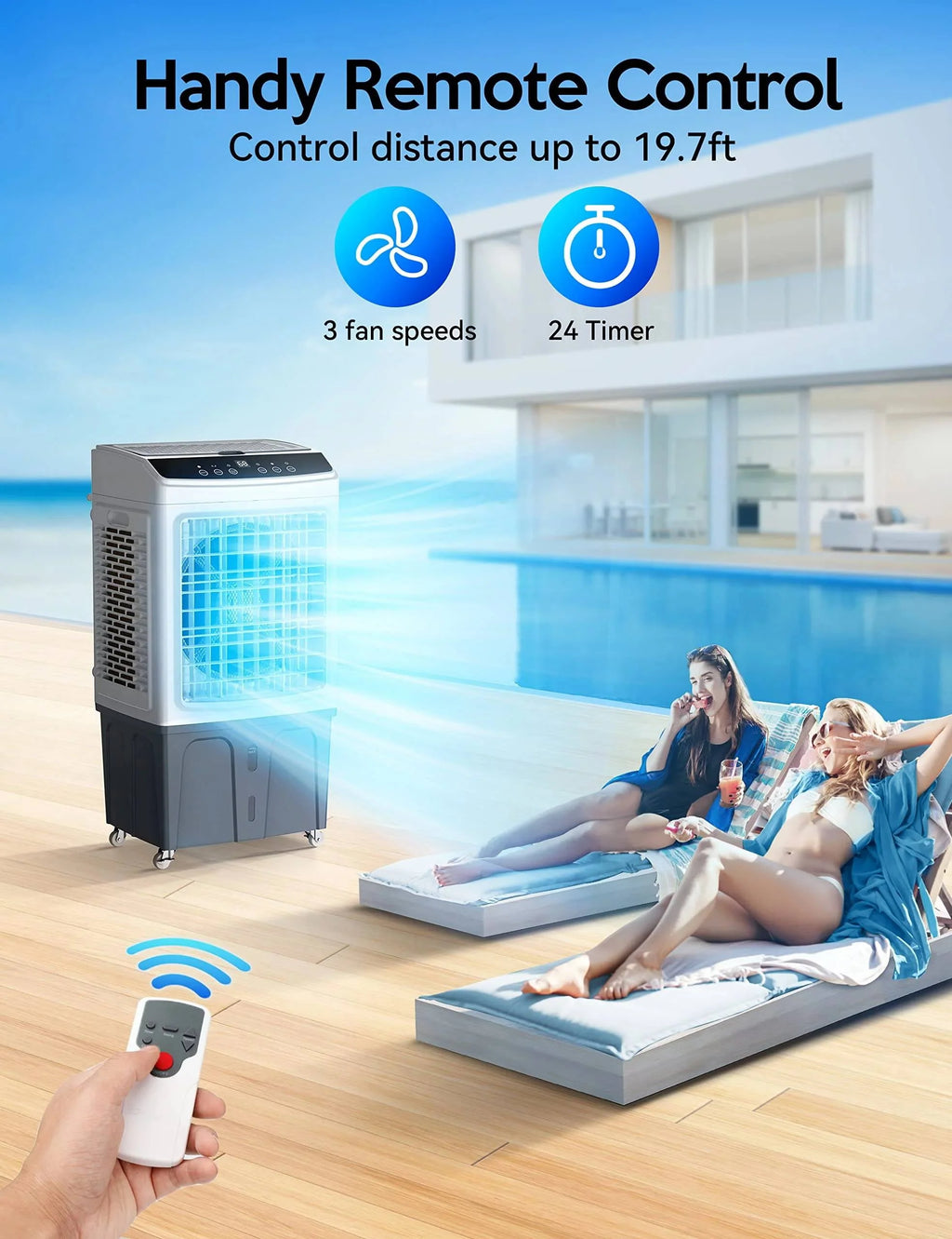 Evaporative Air Cooler, 2200CFM 9.2Gallon with Remote Control X818