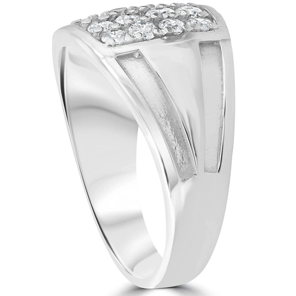 10k White Gold Diamond Mens Ring I394