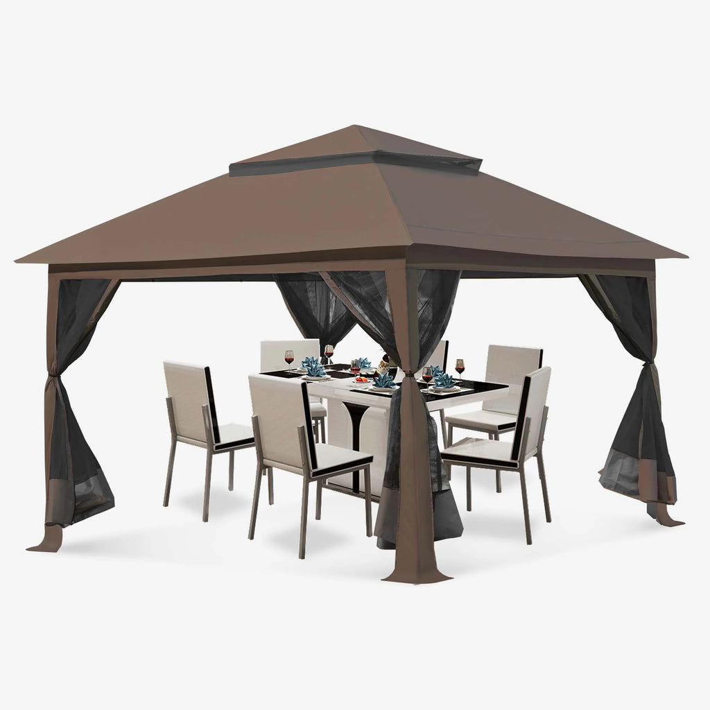 13 x 13 ft Pop up Gazebo Canopy Shelter with Mosquito Netting X678227