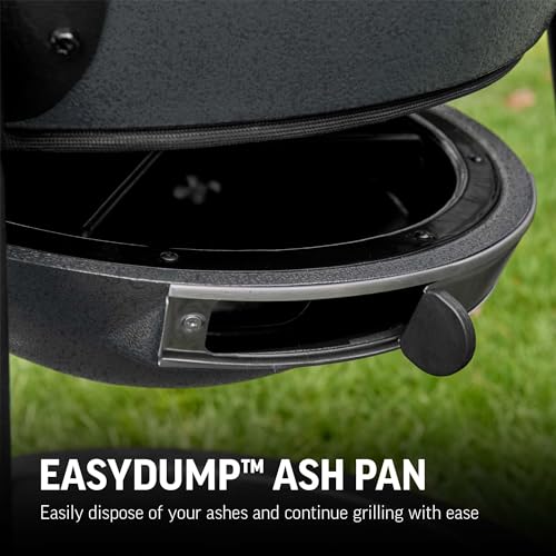 Kamado Charcoal Grill and Smoker with Cast Iron Grates and Locking Lid in Graphite U39342