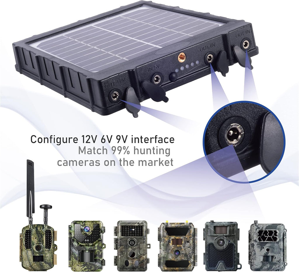 Solar Battery Charger Kit 12V/1.2A 9V/1.6A 6V/2.4A with 8000mAH Rechargeable Lithium Battery IP67 Waterproof Pack of 2 F277