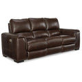 Walnut Leather Power Reclining Sofa with Headrest S878